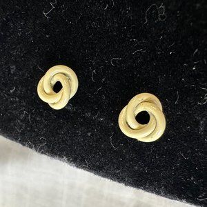 5/$5 Vintage Cream Enameled Love Knot Stud Earrings